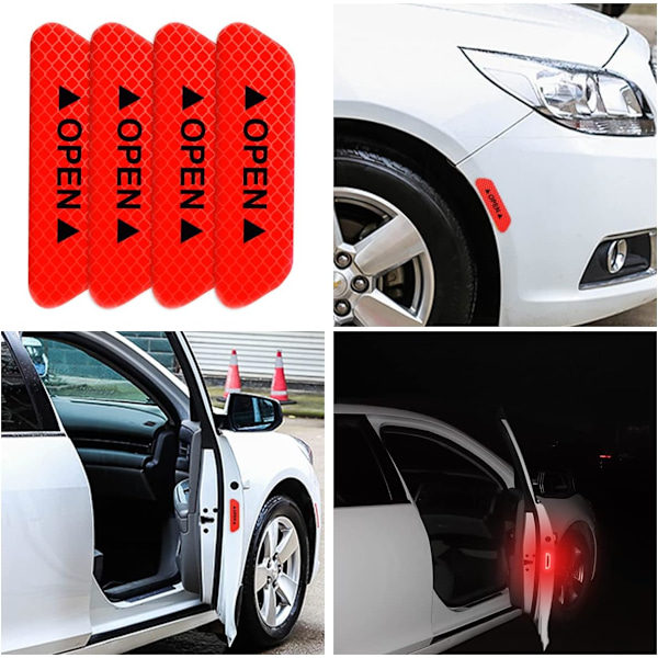 Ovien Avainvaroitus Heijastavat Tarrat 4 kpl, Yöaikaisen Turvallisuuden Vinkkejä, Autotarvikkeet Yleensä, Autoille, Kuorma-autoille, SUV (Punainen)