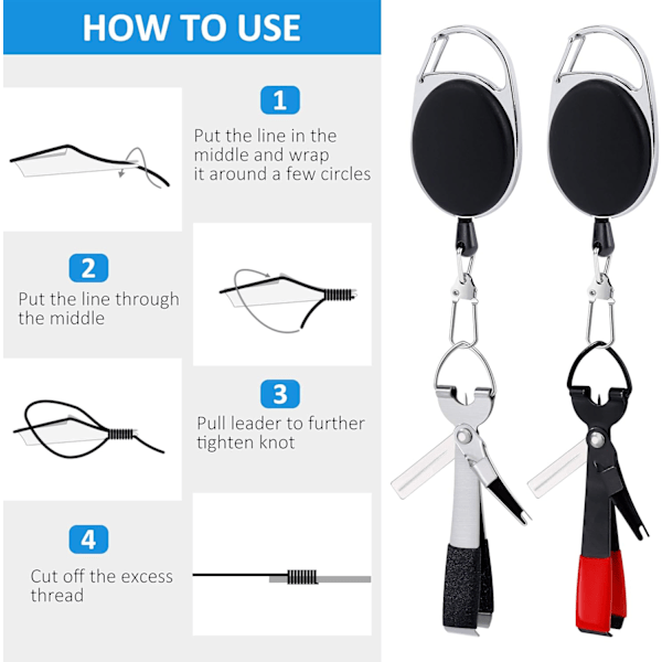 Flugfiske Knåpverktyg med Zinger Retractor Combo, 4 i 1 Fiske