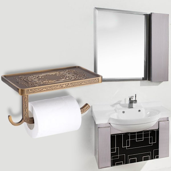 Vintage Toiletpapirholder i Antik Messing Rullepapirholder til Væg