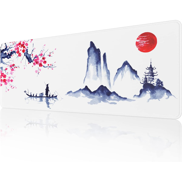 Japanilainen kirsikankukka hiirenmatto, suurennettu hiirenmatto pöytämatto, ommeltu reuna liukumaton kumialusta, 80 x 30cm C