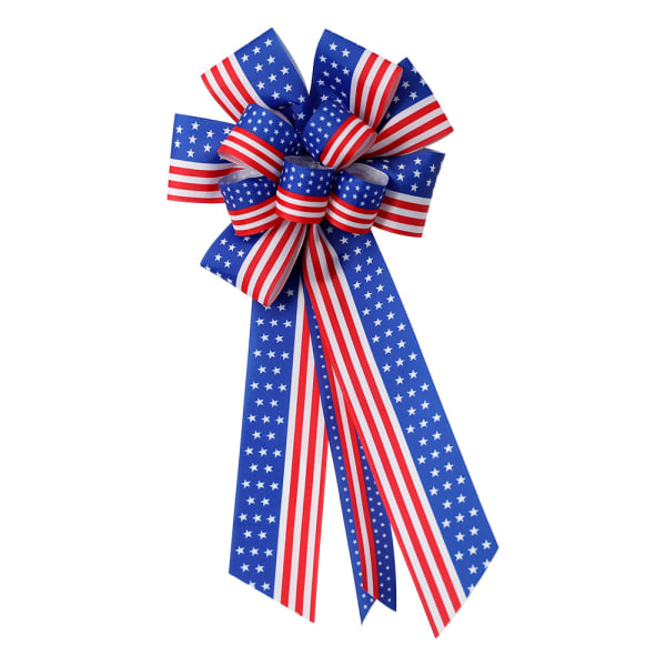 Patriotic Bow, Red White Blue Stars Burlap Bow Wreath Bow Holida