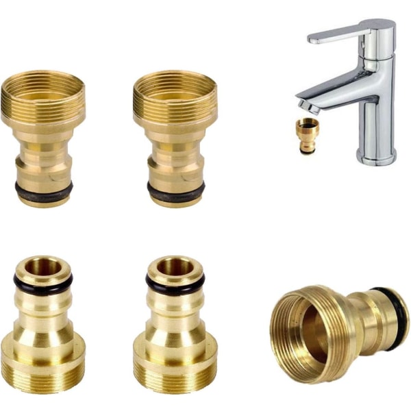 Messing Hurtigkobling, 5 stk. Anti-Rust Haneforbindelse Slange Adapter