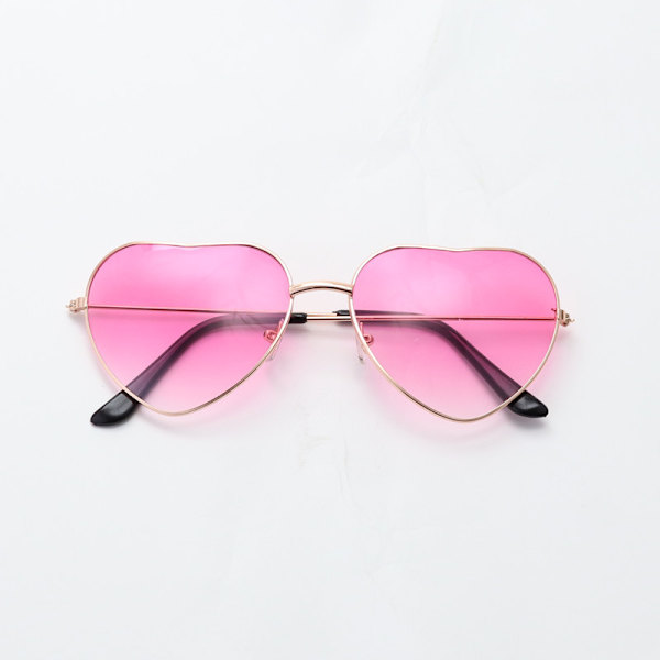 Gradient ros röd Fashionabla retro hjärtformade solglasögon i metall