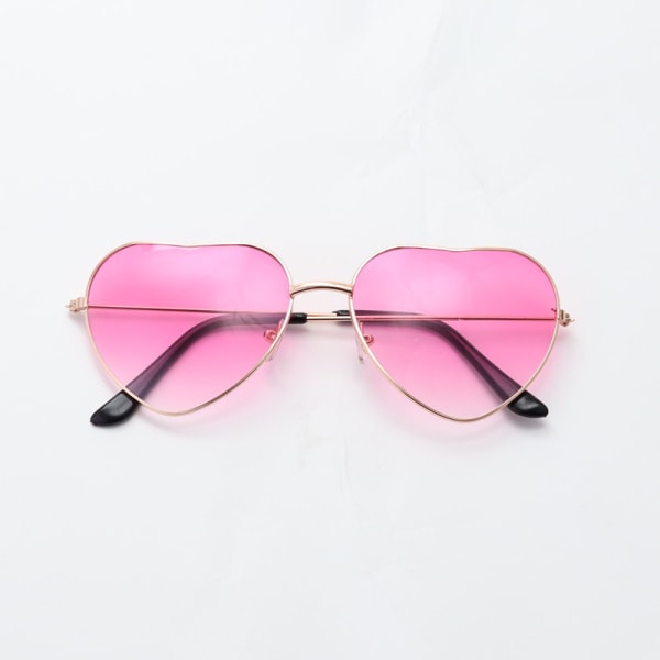 Gradient rose rød Fashionable retro hjerteformet metall solbriller