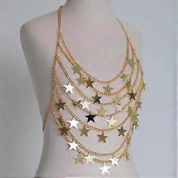 Bohemian Body Chains Tähti Metalliset Bikini Rintaketjut Rintaliiviketjut Yökerho Asusteet Korut Lahjat Naisille Tytöille
