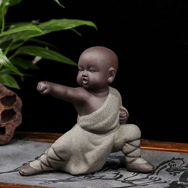 Mini Munk Ornamenter Kung Fu Buddha Statue Tepet Zen Have Te