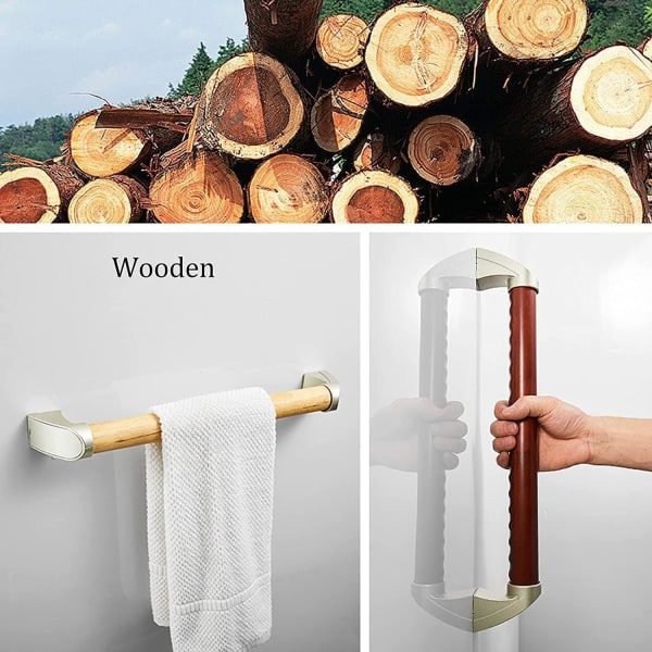 Badrum Trä Grabbar - För Äldre Handikappade (Träfärg, 34cm