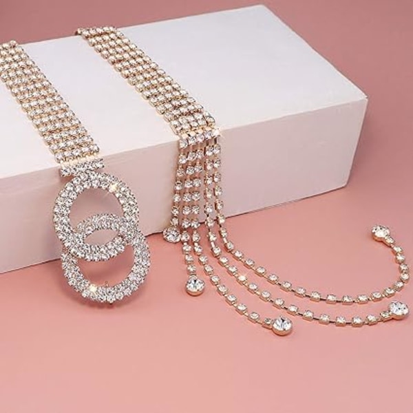Kristallbälten för kvinnor Rhinestone midjeband bälte för klänning Spar