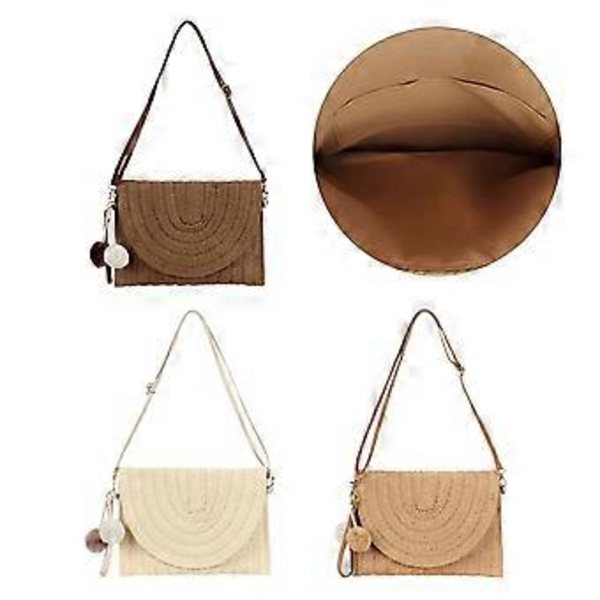 Allsidig axelväska för kvinnor Enkel strandväska i halm Mode Crossbody-väska Vardagsväska Handgjord handväska Mörkbrun Deep brown