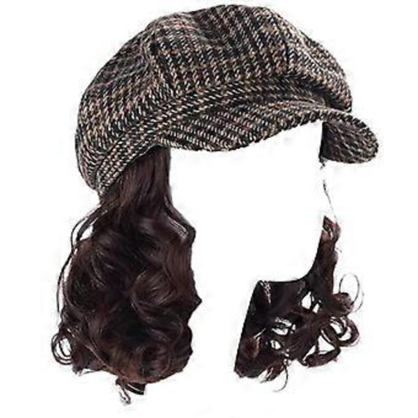 Alsidige avisdrengshat med korte krøllede parykker Vinterkuldebestandig parykhat til kvinder, der ønsker et trendy look - mørkebrun dark brown
