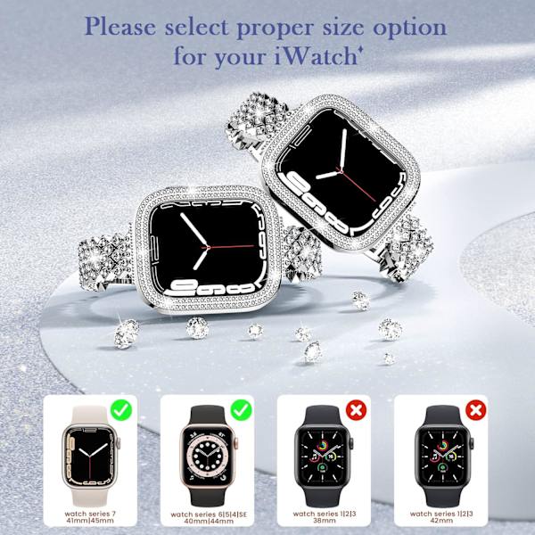 Glitterrem med fodral till Apple Watch Series 7 SE 6 5 4 45/41/4