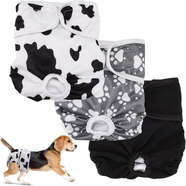 Tygblöjor för honhundar (XL), 3-pack återanvändbara hundblöjor