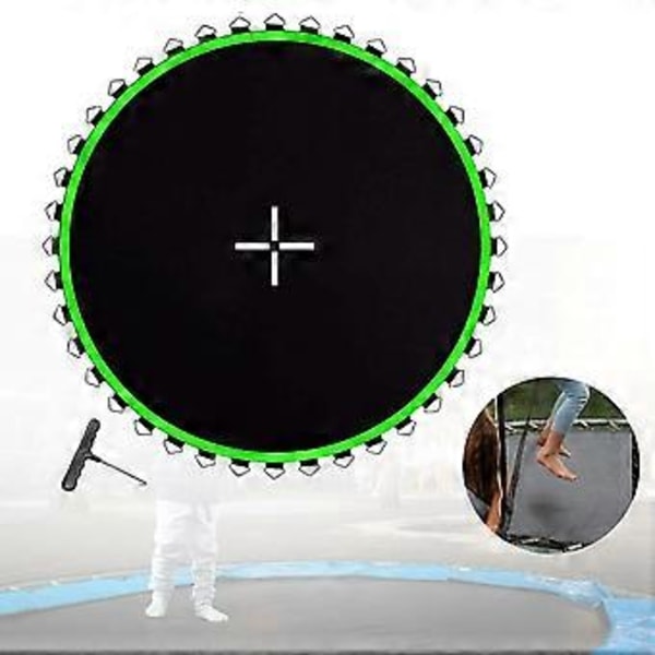 Ersättningsmatta för studsmatta, hoppduk för studsmatta, rund utomhusutrustning av premiumkvalitet med metallöljetter, hoppkudde (Grön 42 spännen) Green 42 Buckle