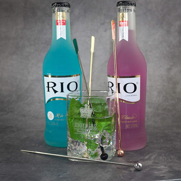 Sæt med 4 cocktailomrørere, 4 farver rustfrit stål cocktailomrører