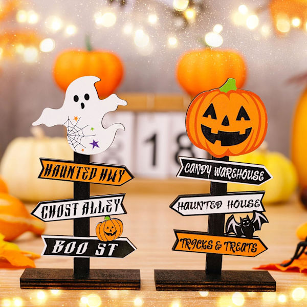 2 kpl Halloween-aiheisia puisia keskipisteitä, puinen keskipiste, kurpitsa
