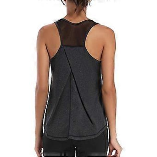 Träningslinnen för kvinnor Yoga Toppar Sexiga Ärmlösa Plisserade Gymtröjor Atletisk Racerback Tank Black M