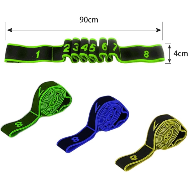 3 kappaletta joogavyötä 8 silmukalla, elastiset kuntoiluvöät, aikuisille tarkoitetut ex
