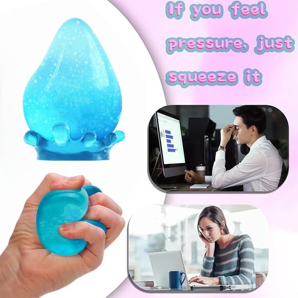 Squeeze-It Stresskube, Sakte-rebound Stressavlastningsleke, Drømmende Vanndråper, Lilla Purple
