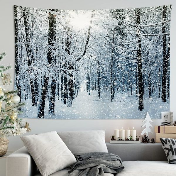 1 kpl 150 x 130 cm (Metsä lumen alla) seinävaate huoneen sisustus