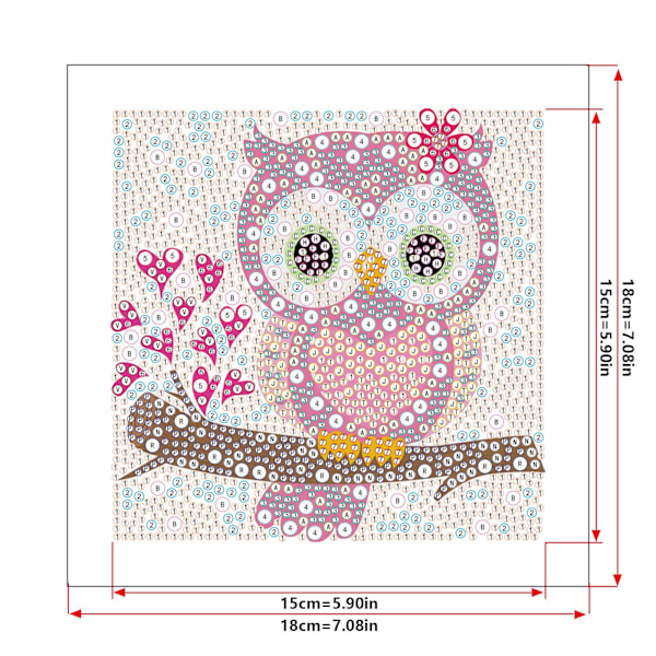 5D DIY Diamantmaling for Barn, Ugle Diamant Pasted Painti