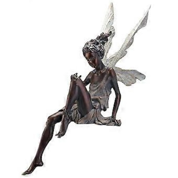 Hartsfe staty fontän dekorativ figurin veranda ängel skulptur vit(brun) Brown
