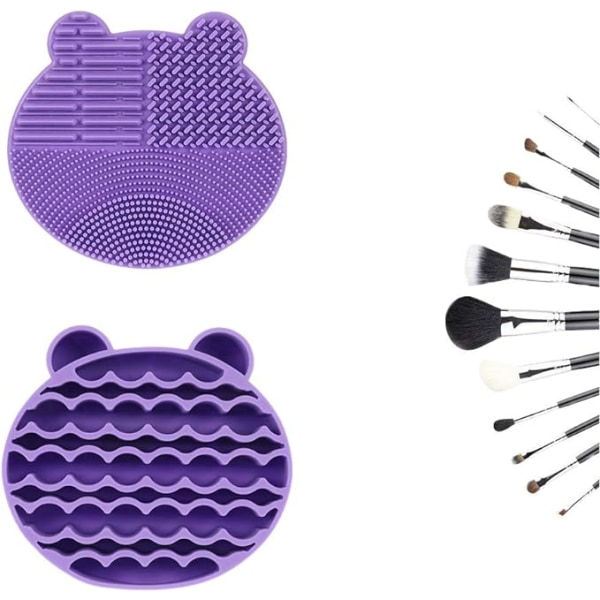 (Violet et Vert)2 en 1 Outil de Nettoyage Maquillage Brosse 2 Pi
