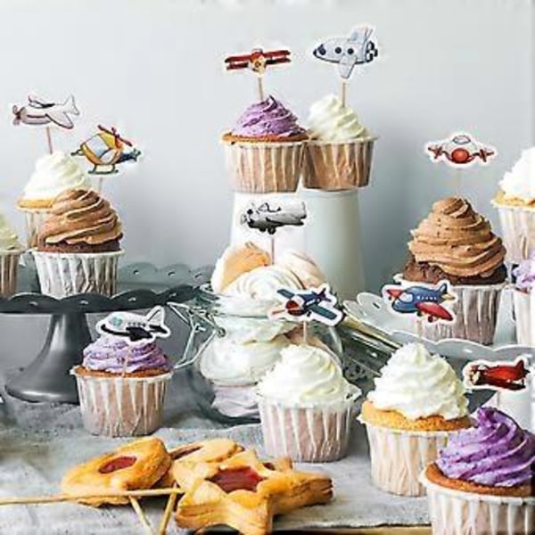 10 stk Kagepynt Flyvemaskine Legetøjsmønstre Kageplukke Cupcakespynt Dessert Dekorative Pynt
