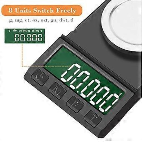Precision Ficktvåg, 50G/0.001G Precisionsvåg Smyckesvågar, Bärbar Digital Våg Med LCD-skärm, Med Kalibreringsvikt, Pincett,