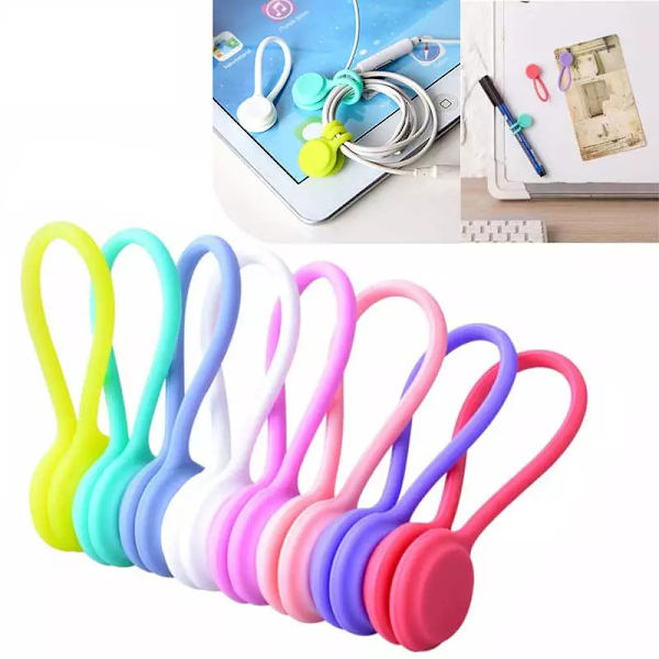 Magnetisk vikler, 8 stk. magnetiske kabelviklere, headset/USB-kabel