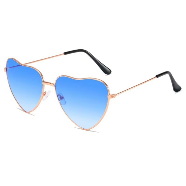 Blå gradient Mote retro hjerteformet metall solbriller i