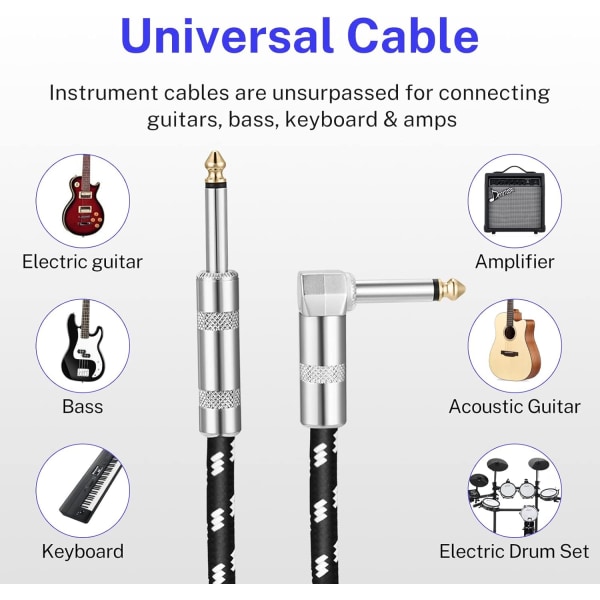 Gitar Kabel 10 fot, Elektrisk Instrument Kabel Bass Ampledning for