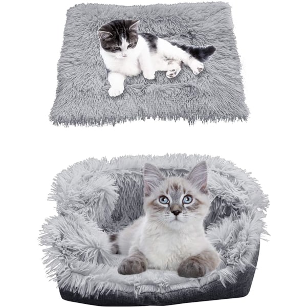 Furry Self Warming Cat Bed Mat, 2-i-1 Mjuk Husdjur Sovande Filt
