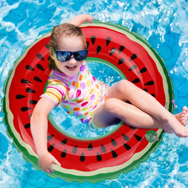 Barn oppblåsbar vannmelon svømmering, basseng flyter sirkel for