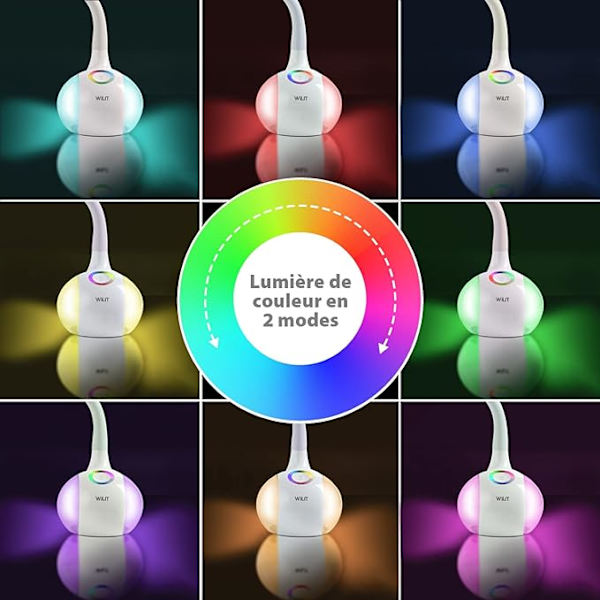 Børns bordlampe LED hvid justerbar sengelampe 205*160*2
