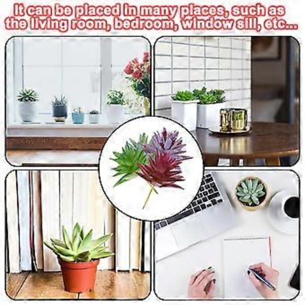 8 stk. simulations sukkulenter blomsterhoved stort pigget lille aloe kreativt DIY-tilbehør kunstige grønne planter