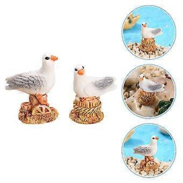 10 st Resin Mås Figurin Måsfågel Staty Hem Skrivbord Prydnad Trädgård Mås Staty