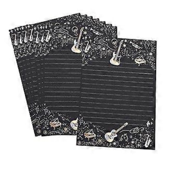 8x Invitations Skrivepapir Brevpapir Hilsen Papir Linjeret Skrivepapir Gave (Sort B ) Black B