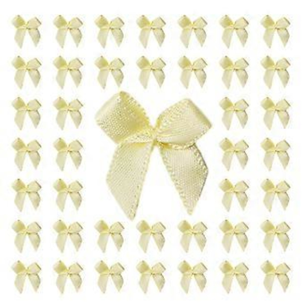 200 st Mini Rosetter Små Bandrosetter Rosettblommor Applikationer DIY Hantverk för Sömnad Scrapbooking Bröllop och Present Gul Yellow