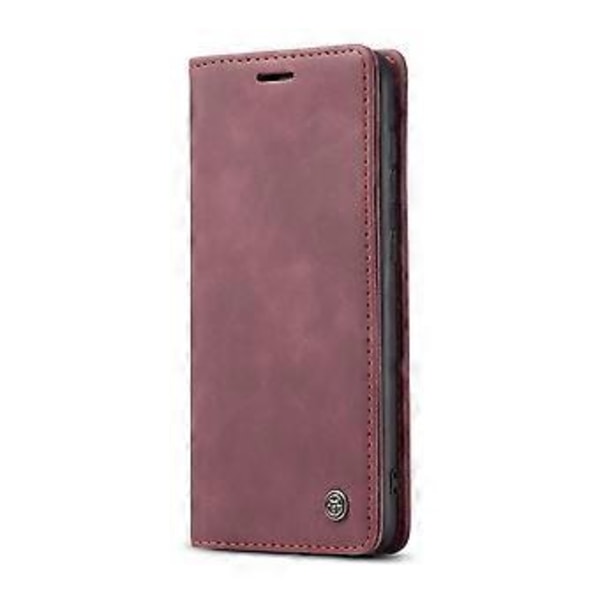 Multifunktionellt horisontellt flip-läderfodral för Galaxy A51 Wine Red