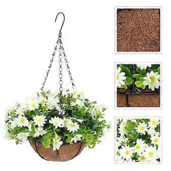 Konstgjorda Blommor i Hängande Korg Hängande Blomkorg Dekor Trädgårdskorg