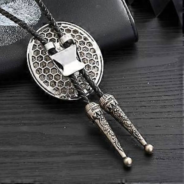 Vintage Western Cowboy Bolo Solmio Kristallikaulakoru Punk Pyöreä Muoto Kaulakoru Puku Asuste Amerikkalainen Bola Solmio Western Harmaa Gray