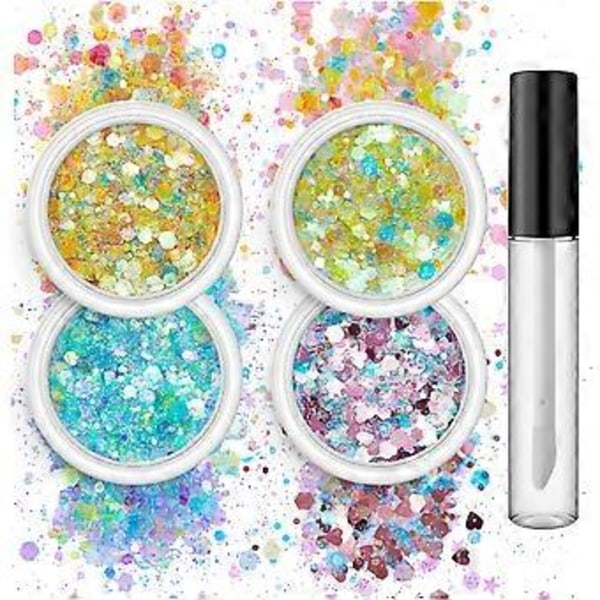 4 Esker Neglekunst Glitter Paljetter Negl Flak Design Holografisk Neglekunst Utstyr for Kvinner Jenter Manikyr Glitter Set of 11