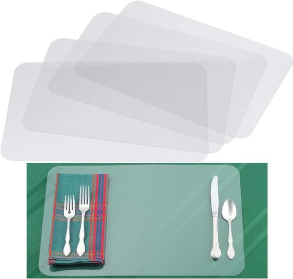 12 st (43X28cm) - Transparent Plast Placemat för Barn Kök R