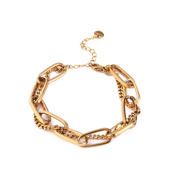 Guld kæde armbåndssæt til kvinder og piger, forgyldt, fint led