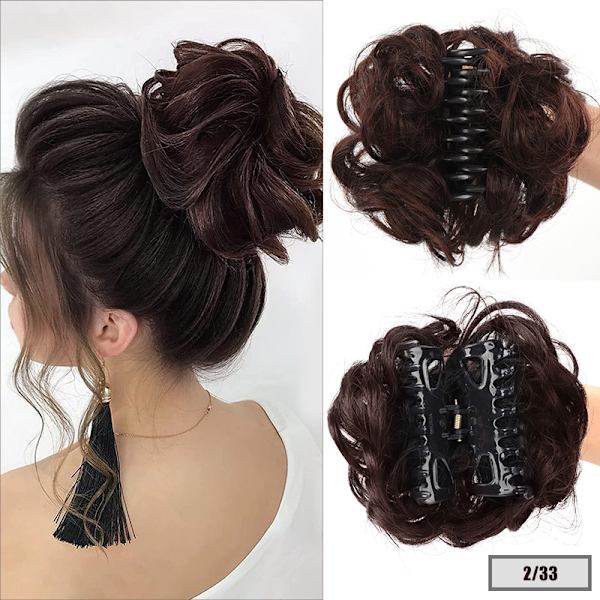 1 stk. (mørkebrun) Hårstykke Gummi Hår Scrunchie Curly Updo