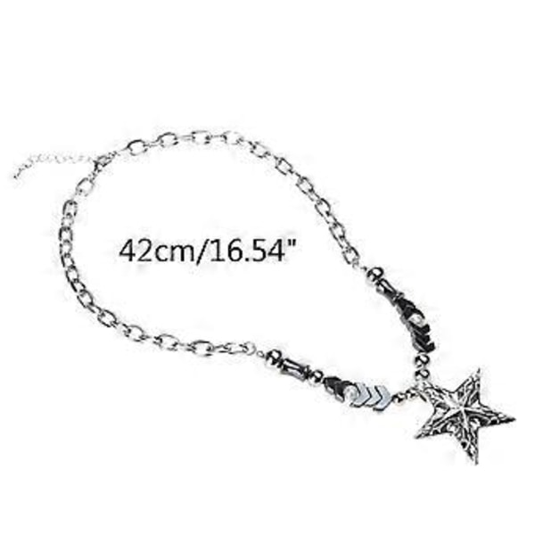 Hieno kaulakoru tähtiriipus korut choker paksu ketju Y2K solisluuketju naisille tytöille syntymäpäivä ystävänpäivä