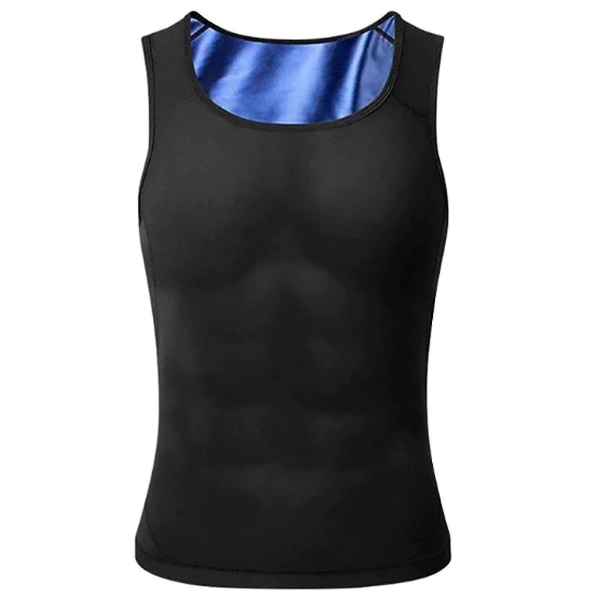 Herre kompresjonsskjorte Midjetrener Body Shaper Slimming Tank Top Workout Girdle.S M.Black