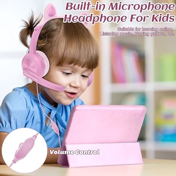 Barnhörlurar, Cat Ear-hörlurar med mikrofon för barn