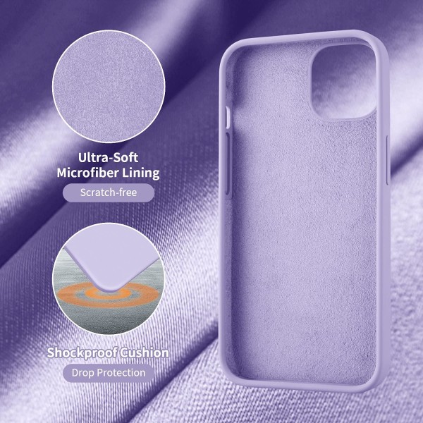 Designet for iPhone 14 Etui, Lilla Silikon Ultra Tynn Shockpro