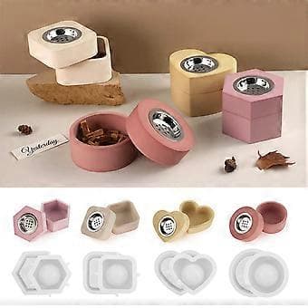 4 Sæt Resin Krukkeforme, Silikoneforme til DIY Røgelsesvarmer, Epoxy Resin Støbeforme Non-Stick Let at Afforme A